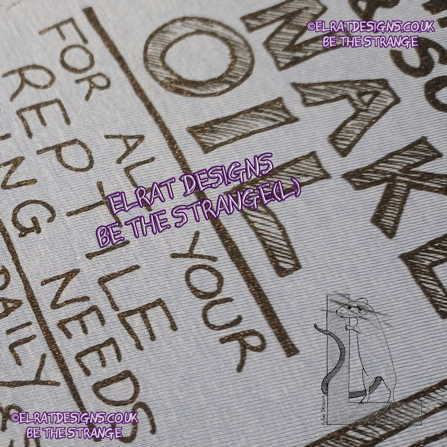 ElRat in the studio. Kristin Hersh - Snake Oil, hand drawn Medicine bottle label T-shirt, by ElRat designs - hero - elratdesigns.co.uk