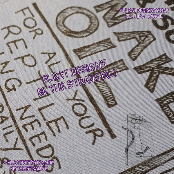 ElRat in the studio. Kristin Hersh - Snake Oil, hand drawn Medicine bottle label T-shirt, by ElRat designs - hero - elratdesigns.co.uk