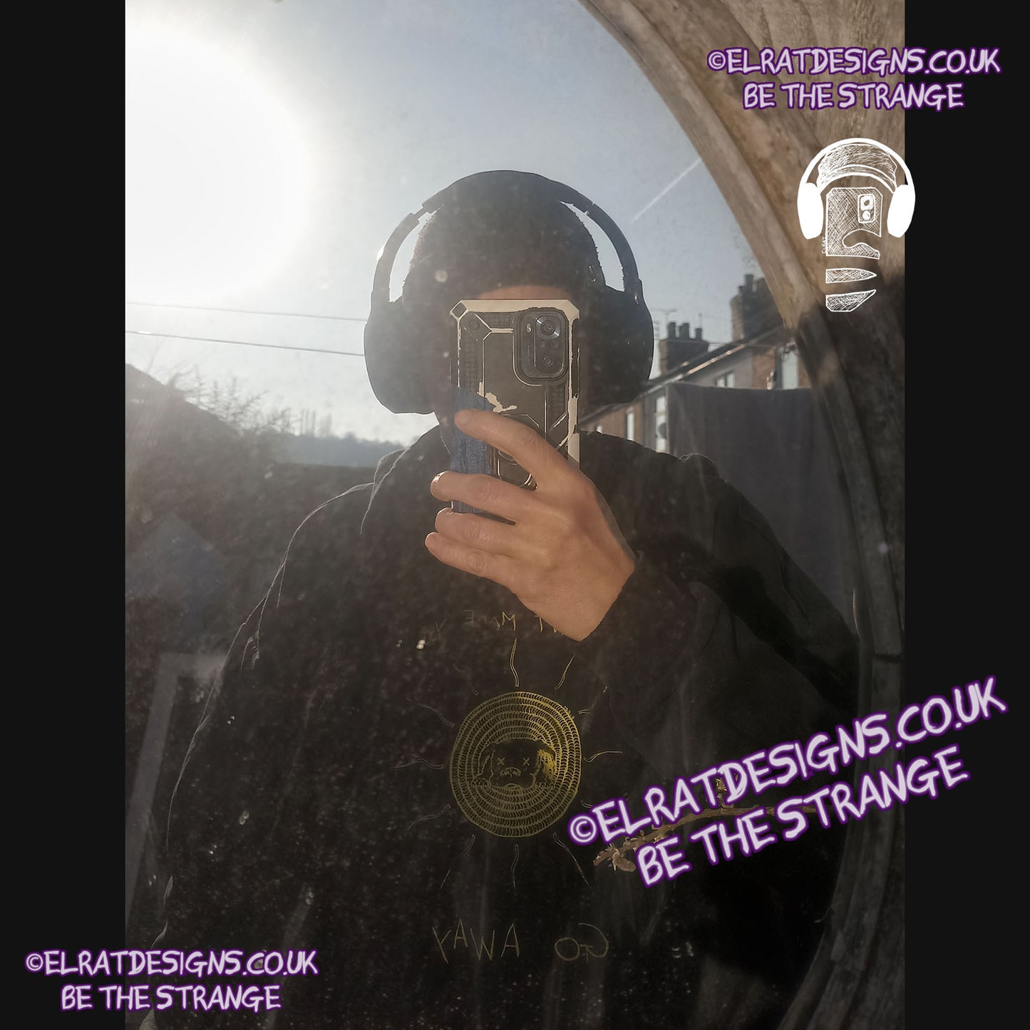 ElRat in the Mirror. 50 foot wave 'Sun dog Coma' T-Shirt - hand drawn by ElRat. show some love for the noisy end of the Hershverse. ElRat Designs - hero - elratdesigns.co.uk