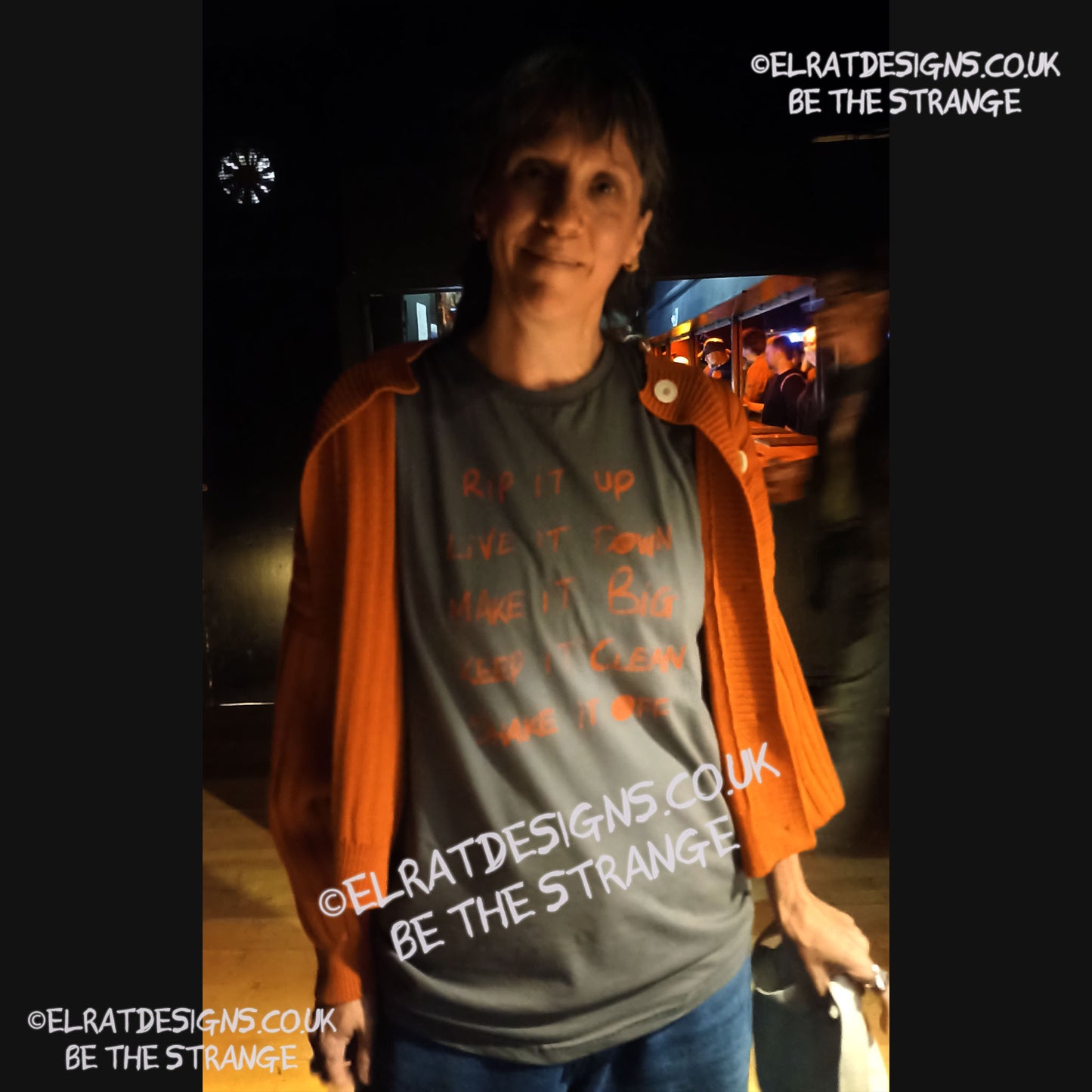 ElRat in the Wild, Throwing Muses, Hook in her Head, Charcoal/Scarlet T-shirt at the Throwing Muses show in London UK on the 27th May 2025 - hero - elratdesigns.co.uk
