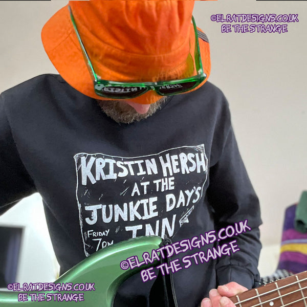 ElRat in the Wild. Kristin Hersh - Junkie Days Inn, old school flyer- Palmetto T-shirt, by ElRat designs - hero - elratdesigns.co.uk