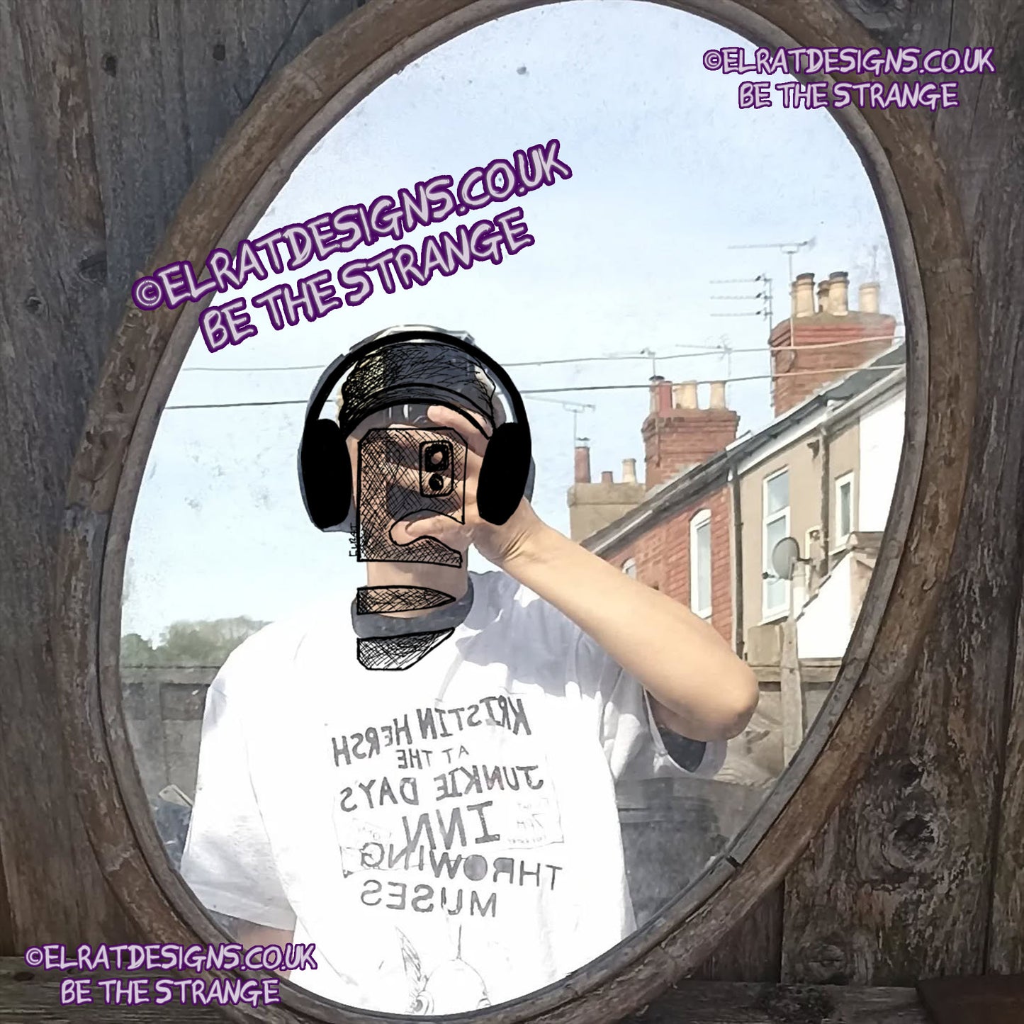 ElRat in the Mirror. Kristin Hersh - Junkie Days Inn, old school flyer- Palmetto T-shirt, by ElRat designs - hero - elratdesigns.co.uk