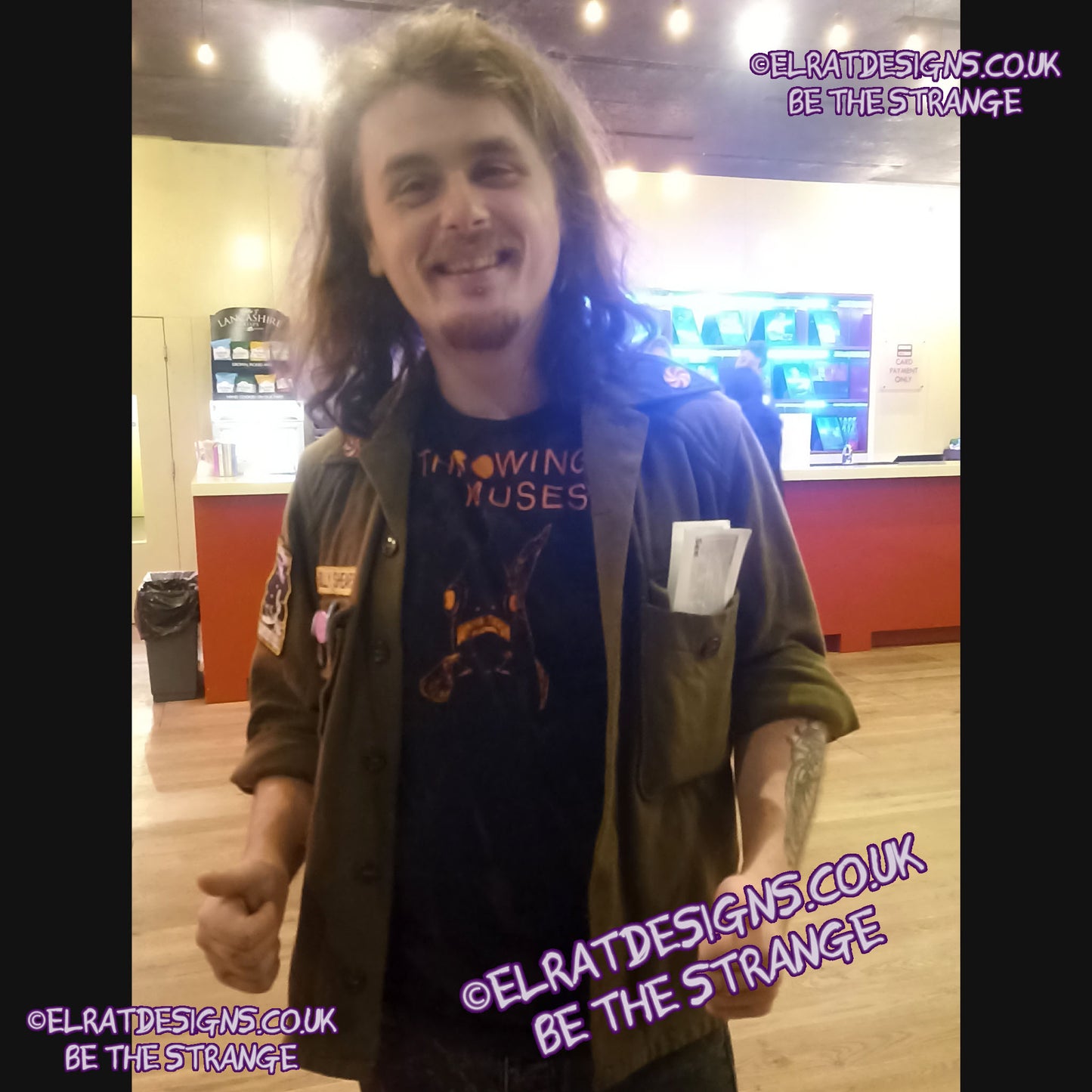 ElRat in the Wild in Liverpool - Throwing Muses Bywater, Black/Orange misprint. Freddie Mercury is headed out to sea on a T-Shirt near you - ElRat Designs - hero - elratdesigns.co.uk