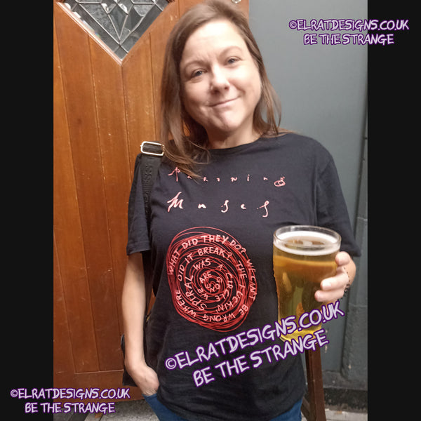 ElRat in the Wild in Birmingham - Throwing Muses, Snailhead, ElRat Original, hand drawn by ElRat, Red ink Spiral and Fluorescent red ink lettering. "What did they do? we can't be wrong where did it break? The F*n spiral was a circle we are gone" hand printed by ElRat Designs - hero - elratdesigns.co.uk