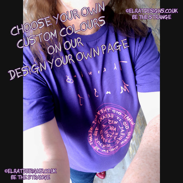 ElRat in the Wild - Custom Colour combo. Throwing Muses, Snailhead, ElRat Original, hand drawn by ElRat, Red ink Spiral and Fluorescent red ink lettering. "What did they do? we can't be wrong where did it break? The F*n spiral was a circle we are gone" hand printed by ElRat Designs - hero - elratdesigns.co.uk