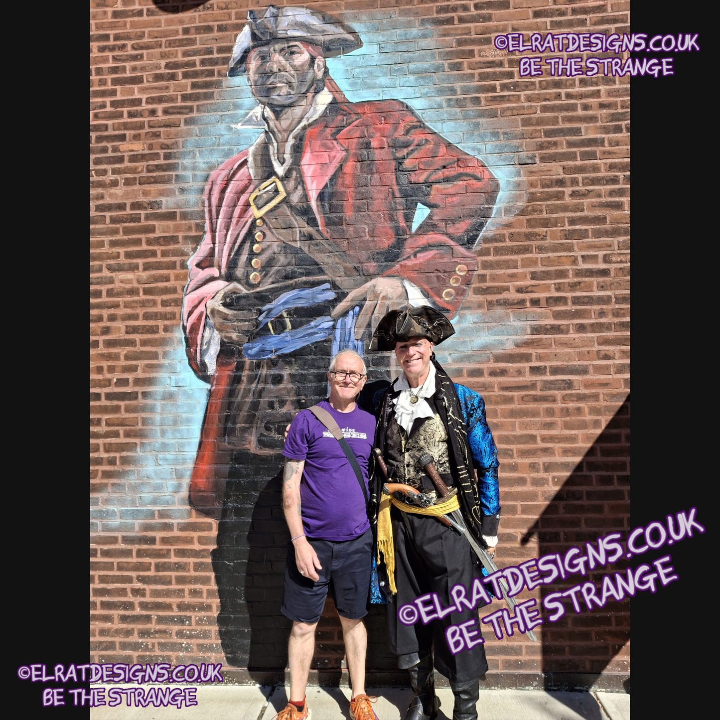 ElRat in the Wild with a pirate. Throwing Muses, Classic logo "University" available in a range of colours, every shirt sold supports Kristin Hersh Studio Time. hand printed by ElRat Designs - hero - elratdesigns.co.uk