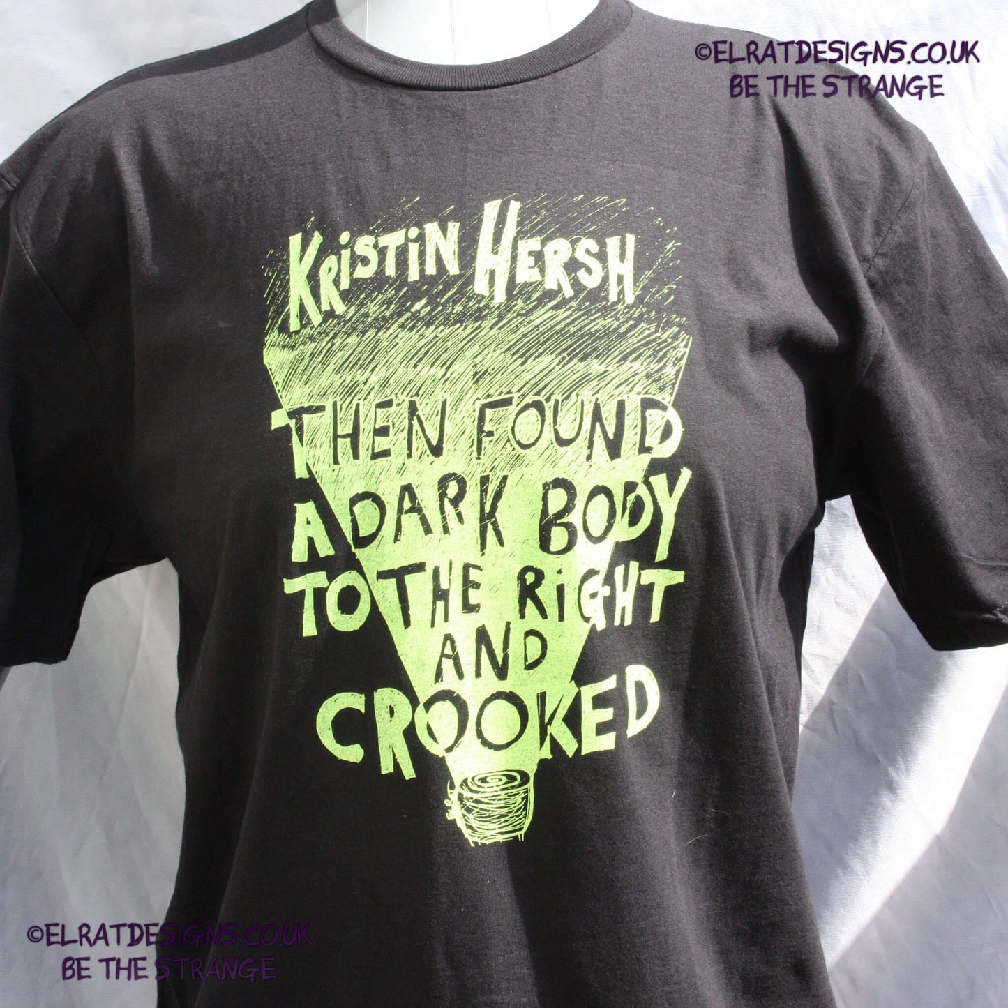 Kristin Hersh - Crooked, fluorescent yellow ink T-shirt, by ElRat designs  - hero -  elratdesigns.co.uk