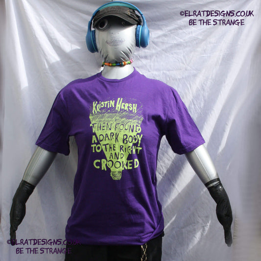 Kristin Hersh - Crooked, fluorescent yellow ink T-shirt, by ElRat designs - elratdesigns.co.uk