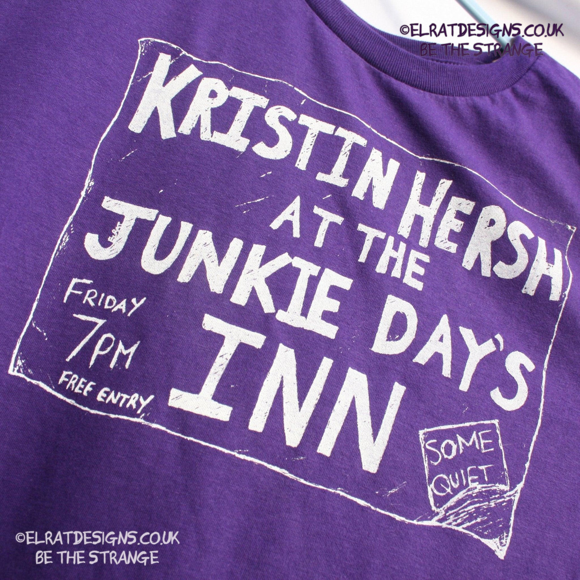 Kristin Hersh - Junkie Days Inn, old school flyer- Palmetto T-shirt, by ElRat designs - elratdesigns.co.uk