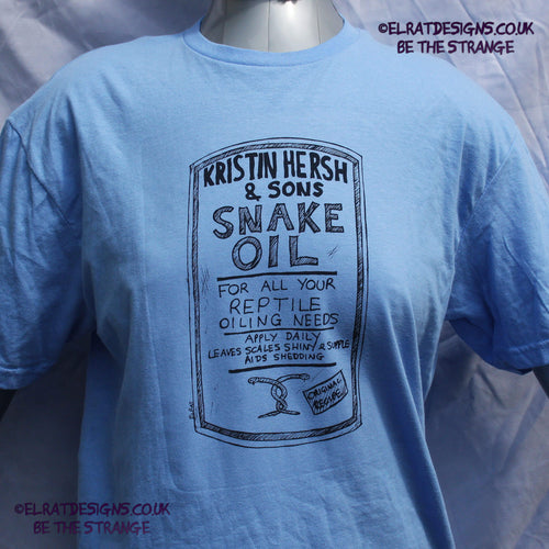 Kristin Hersh - Snake Oil, hand drawn Medicine bottle label T-shirt, by ElRat designs - elratdesigns.co.uk