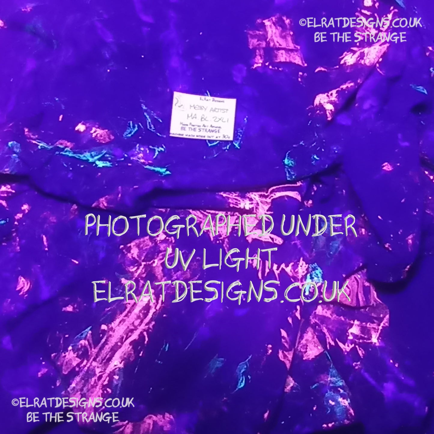 Messy Artist shirt from ElRat Designs - MA Bl 2XL1 - One of a kind eco friendly art shirt. Made using waste ink. Black Shirt with Blue, Yellow and Fluorescent Orange, I think a bit of silver, likely some other colours. Please check the photos This is your shirt - elratdesigns.co.uk