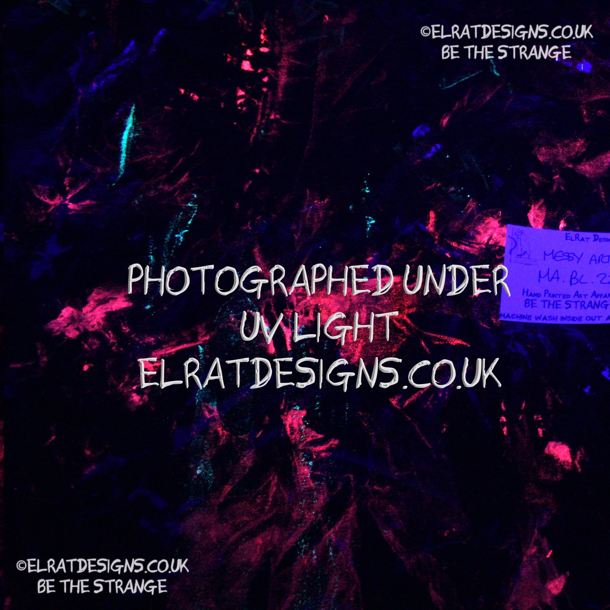 Messy Artist shirt from ElRat Designs - MA Bl 2XL1 - One of a kind eco friendly art shirt. Made using waste ink. Black Shirt with Blue, Yellow and Fluorescent Orange, I think a bit of silver, likely some other colours. Please check the photos This is your shirt - elratdesigns.co.uk