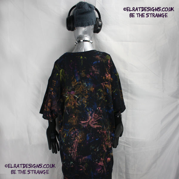 Messy Artist shirt from ElRat Designs - MA Bl 2XL1 - One of a kind eco friendly art shirt. Made using waste ink. Black Shirt with Blue, Yellow and Fluorescent Orange, I think a bit of silver, likely some other colours. Please check the photos This is your shirt - hero - elratdesigns.co.uk