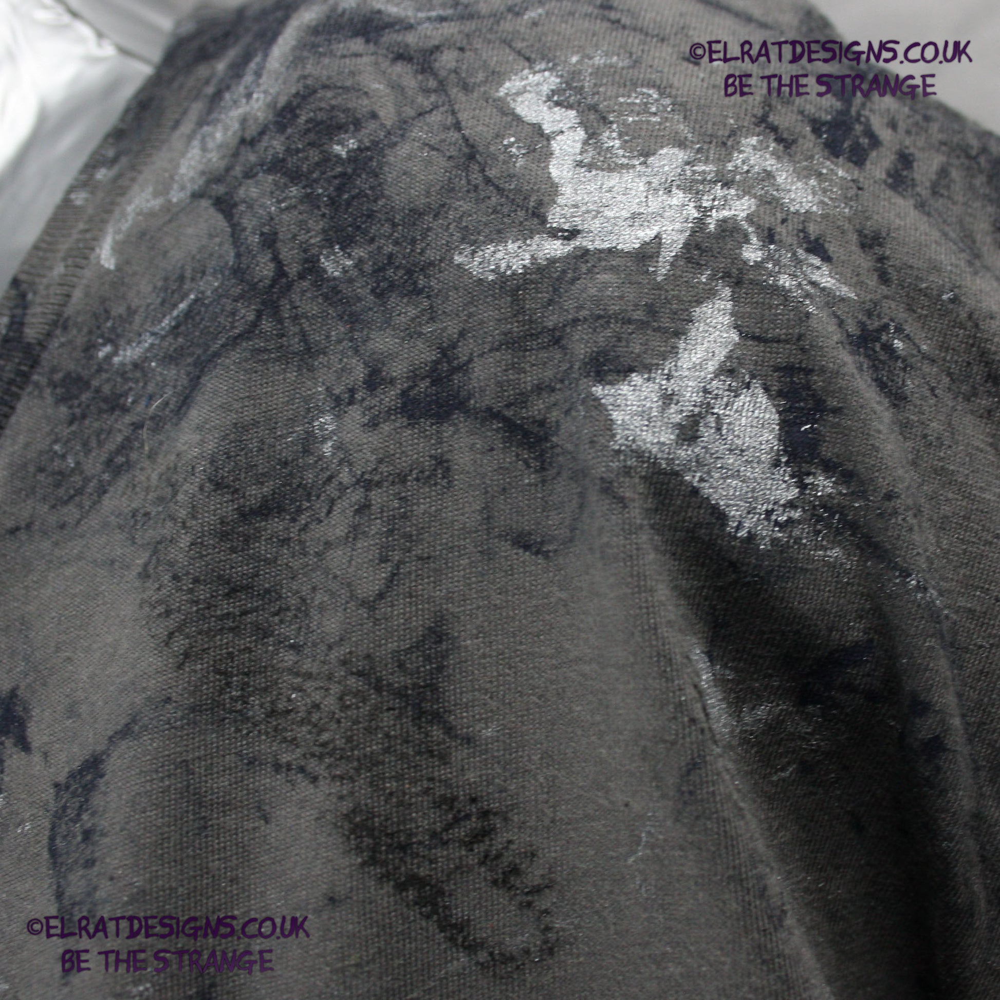 Messy Artist - One of a kind, Charcoal "Monochrome Edition" Hand inked T-Shirt by ElRat Designs. Eco Friendly, using what would have been waste ink, to create a beautifully unique T-Shirt. Only at elratdesigns.co.uk