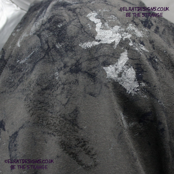 Messy Artist - One of a kind, Charcoal "Monochrome Edition" Hand inked T-Shirt by ElRat Designs. Eco Friendly, using what would have been waste ink, to create a beautifully unique T-Shirt. Only at elratdesigns.co.uk