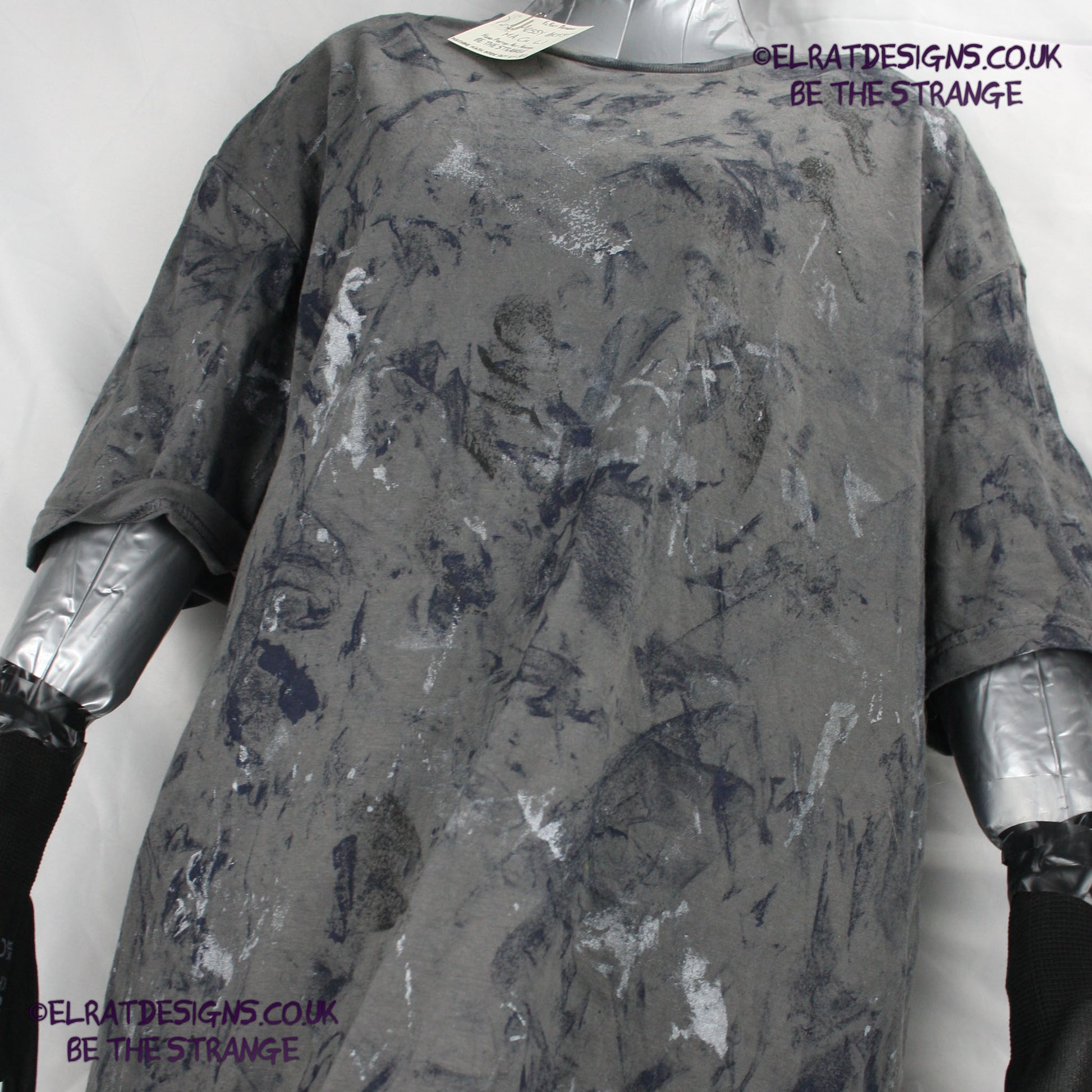 Messy Artist - One of a kind, Charcoal "Monochrome Edition" Hand inked T-Shirt by ElRat Designs. Eco Friendly, using what would have been waste ink, to create a beautifully unique T-Shirt. Only at elratdesigns.co.uk