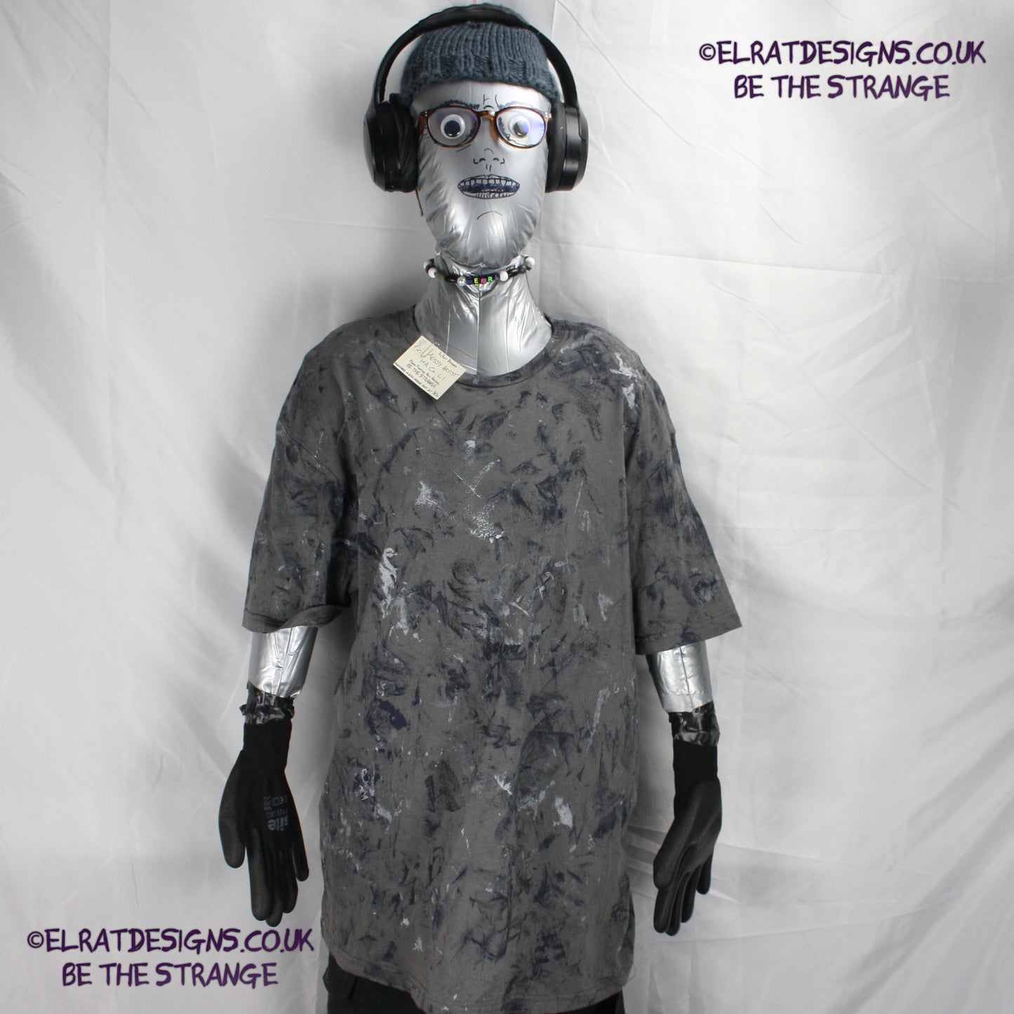 Messy Artist - One of a kind, Charcoal "Monochrome Edition" Hand inked T-Shirt by ElRat Designs. Eco Friendly, using what would have been waste ink, to create a beautifully unique T-Shirt. Only at elratdesigns.co.uk