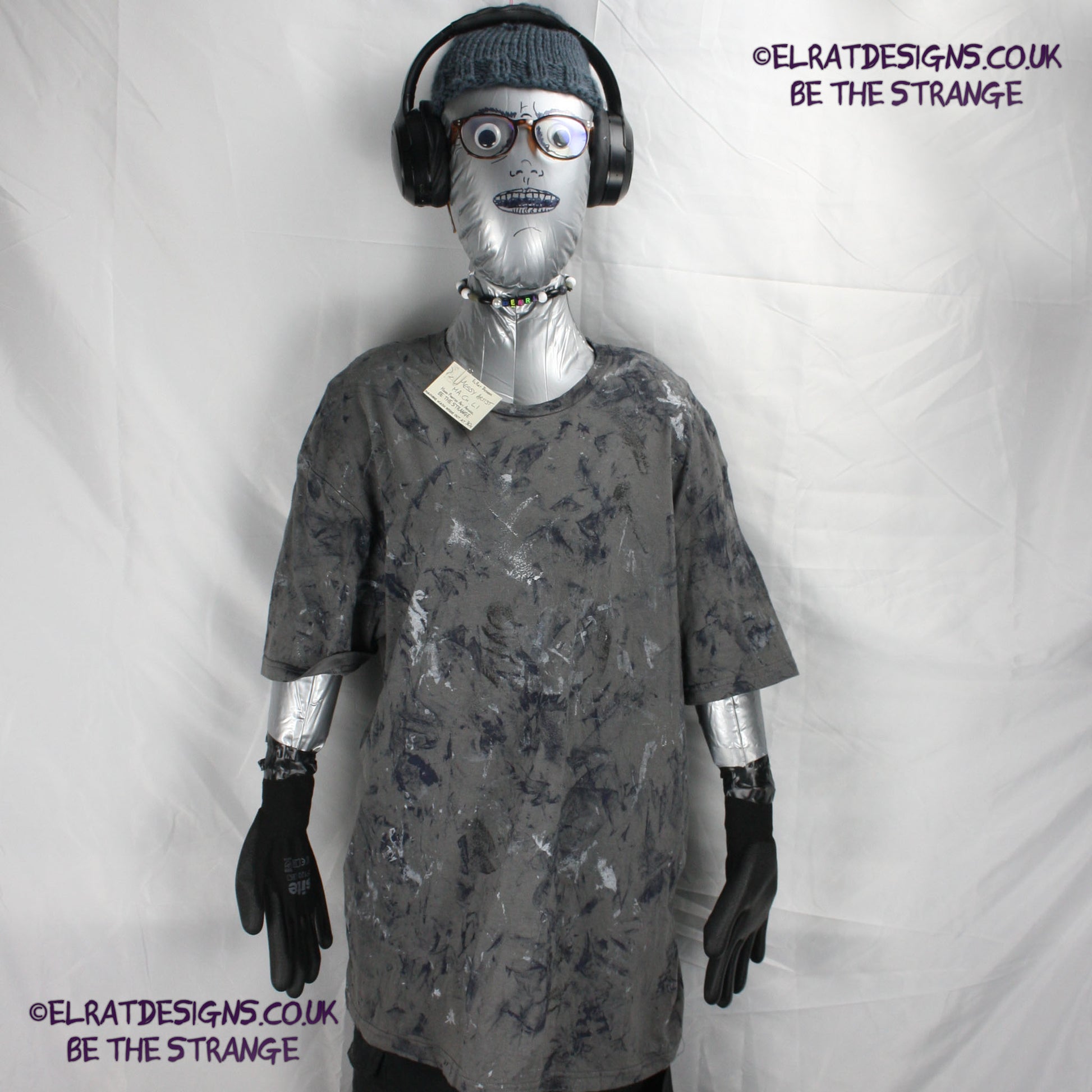 Messy Artist - One of a kind, Charcoal "Monochrome Edition" Hand inked T-Shirt by ElRat Designs. Eco Friendly, using what would have been waste ink, to create a beautifully unique T-Shirt. Only at elratdesigns.co.uk