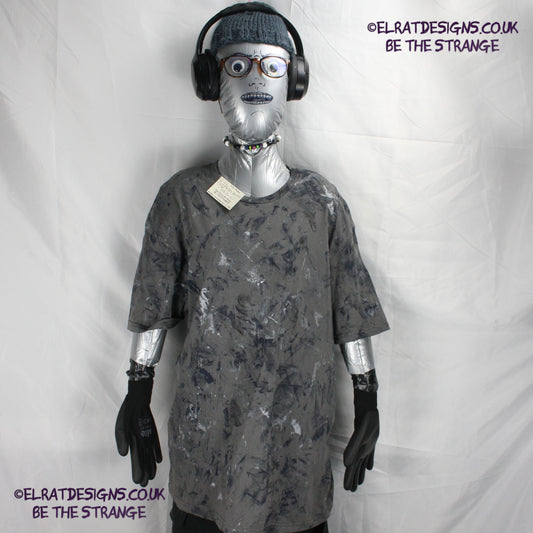 Messy Artist - One of a kind, Charcoal "Monochrome Edition" Hand inked T-Shirt by ElRat Designs. Eco Friendly, using what would have been waste ink, to create a beautifully unique T-Shirt. Only at elratdesigns.co.uk