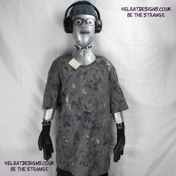 Messy Artist - One of a kind, Charcoal "Monochrome Edition" Hand inked T-Shirt by ElRat Designs. Eco Friendly, using what would have been waste ink, to create a beautifully unique T-Shirt. Only at elratdesigns.co.uk