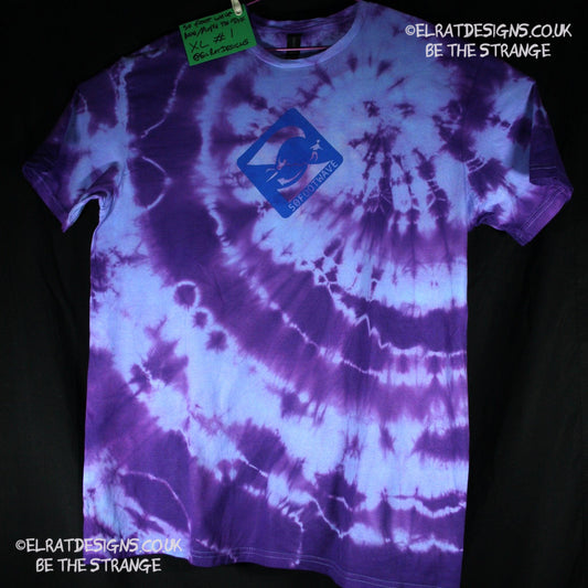 Misprint, 50 foot wave logo T-Shirt - ONE OFF Blue/Purple Tie-Dy cotton T-Shirt- XLarge #1 - ElRat Designs - elratdesigns.co.uk