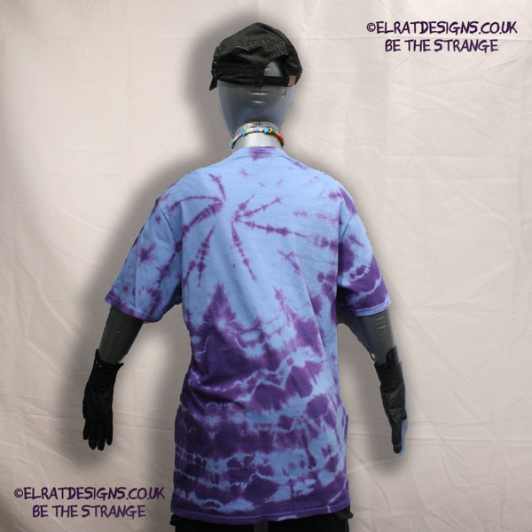 Misprint, Kristin Hersh Dandelion Hope Blue/Purple tie dye with Blue Logo, cotton T-Shirt- Medium #1 - ElRat Designs - elratdesigns.co.uk