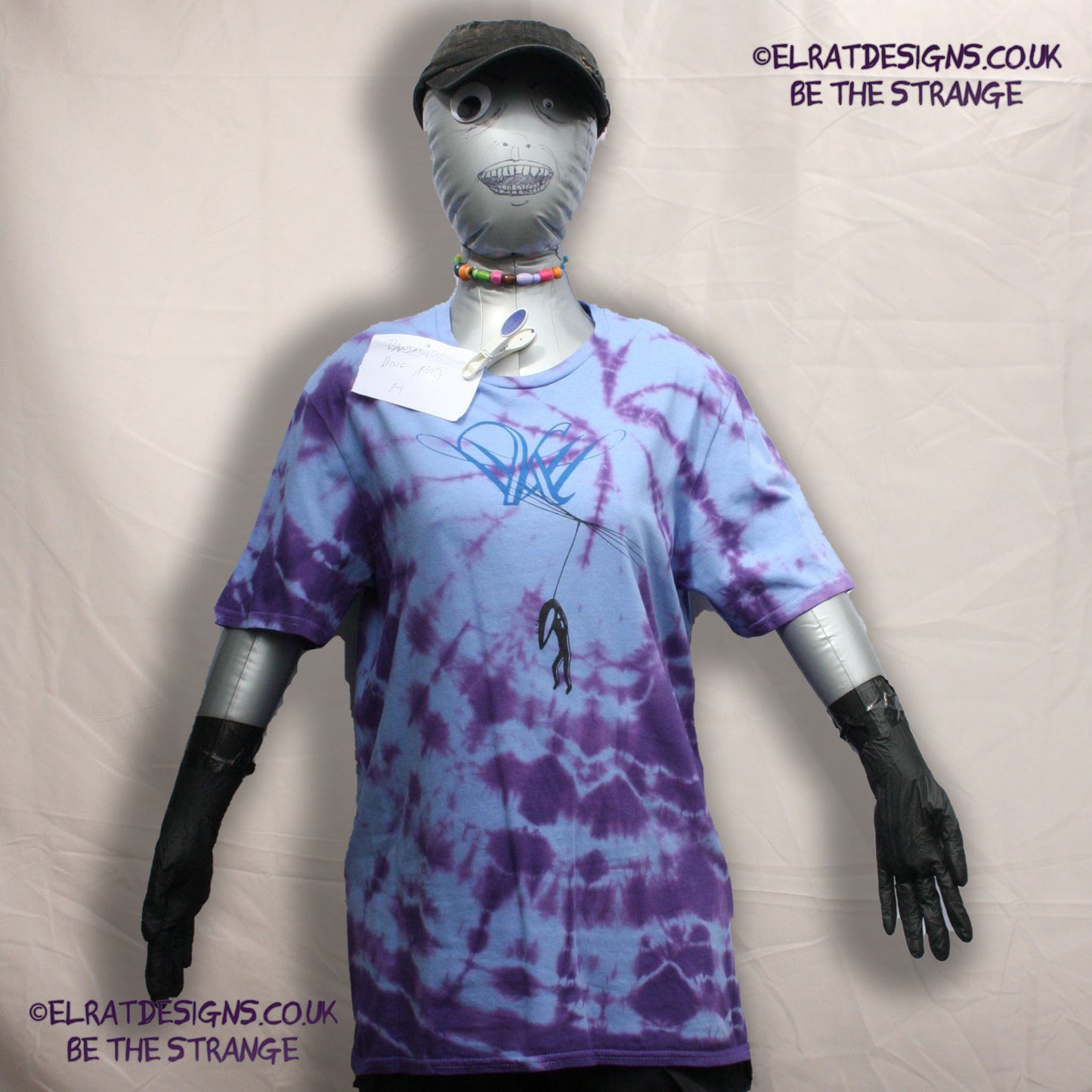 Misprint, Kristin Hersh Dandelion Hope Blue/Purple tie dye with Blue Logo, cotton T-Shirt- Medium #1 - ElRat Designs - elratdesigns.co.uk