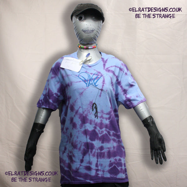 Misprint, Kristin Hersh Dandelion Hope Blue/Purple tie dye with Blue Logo, cotton T-Shirt- Medium #1 - ElRat Designs - elratdesigns.co.uk