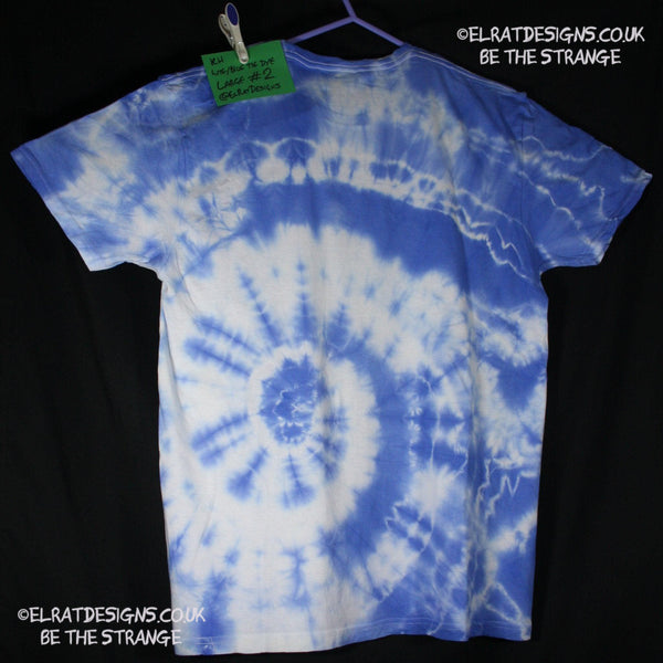 Misprint, Kristin Hersh Logo White/Blue tie dye with Blue Logo, cotton T-Shirt- Large #2 - ElRat Designs - elratdesigns.co.uk