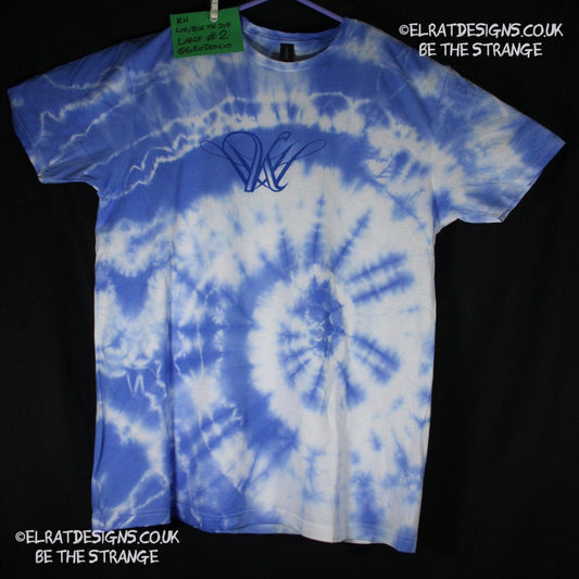 Misprint, Kristin Hersh Logo White/Blue tie dye with Blue Logo, cotton T-Shirt- Large #2 - ElRat Designs - elratdesigns.co.uk