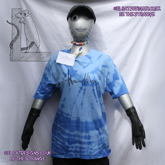 Misprint, Throwing Muses 1986 logo - ONE OFF Blue/Blue Tie - Dye cotton T-Shirt- Medium #2 - ElRat Designs - elratdesigns.co.uk