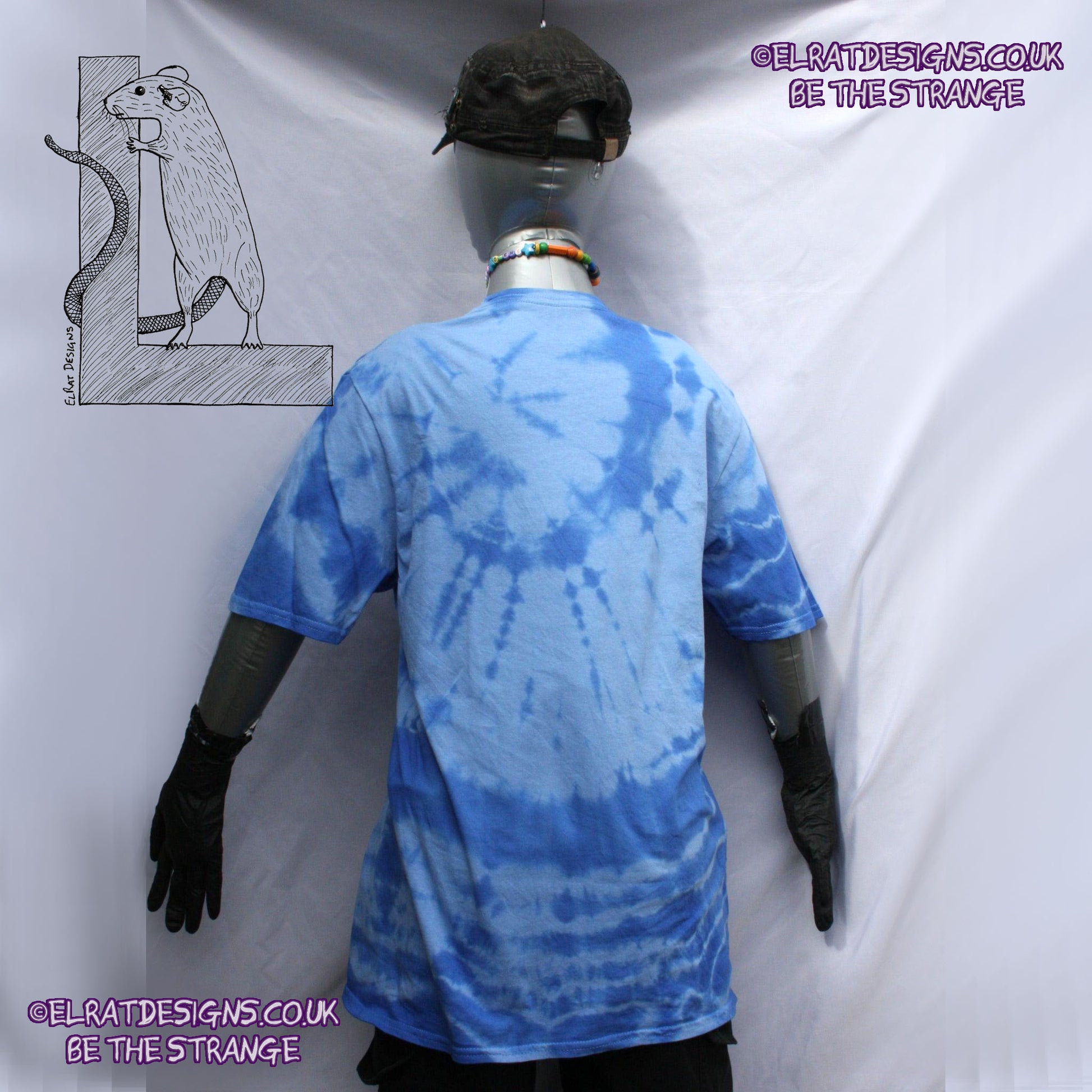 Misprint, Throwing Muses 1986 logo - ONE OFF Blue/Blue Tie - Dye cotton T-Shirt- Medium #2 - ElRat Designs - elratdesigns.co.uk