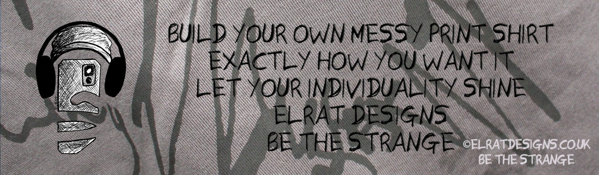 ElRat Designs One-of-a-Kind Custom Messy Print, Imperfect art shirt. Hand printed, by me, Just for you. Only at ElRat Designs. elratdesigns.co.uk