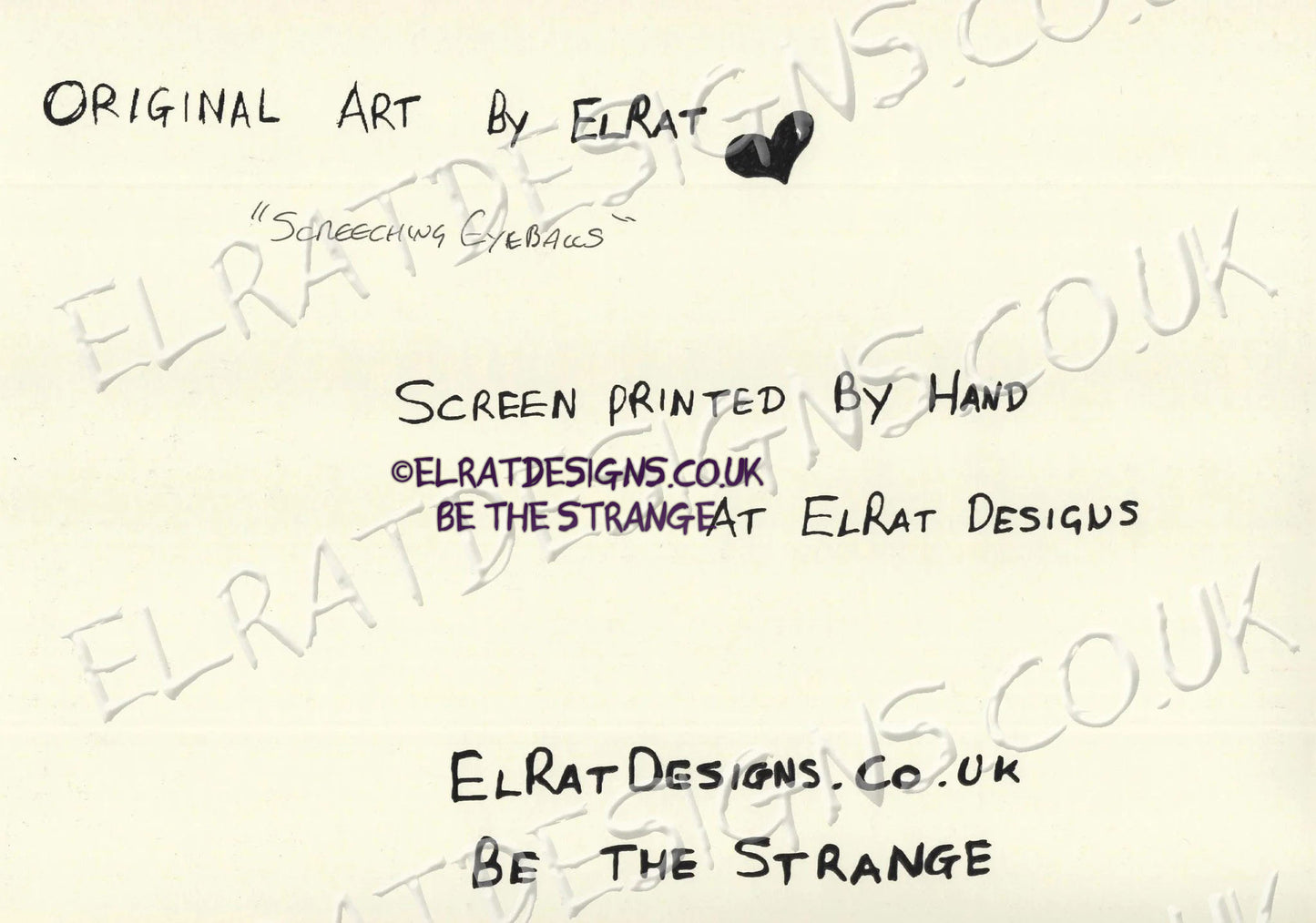 Hand drawn by ElRat, Screeching Eyeballs Original Art Print. eyes and mouths, Aphantasia artist. Only from ElRat Designs - elratdesigns.co.uk