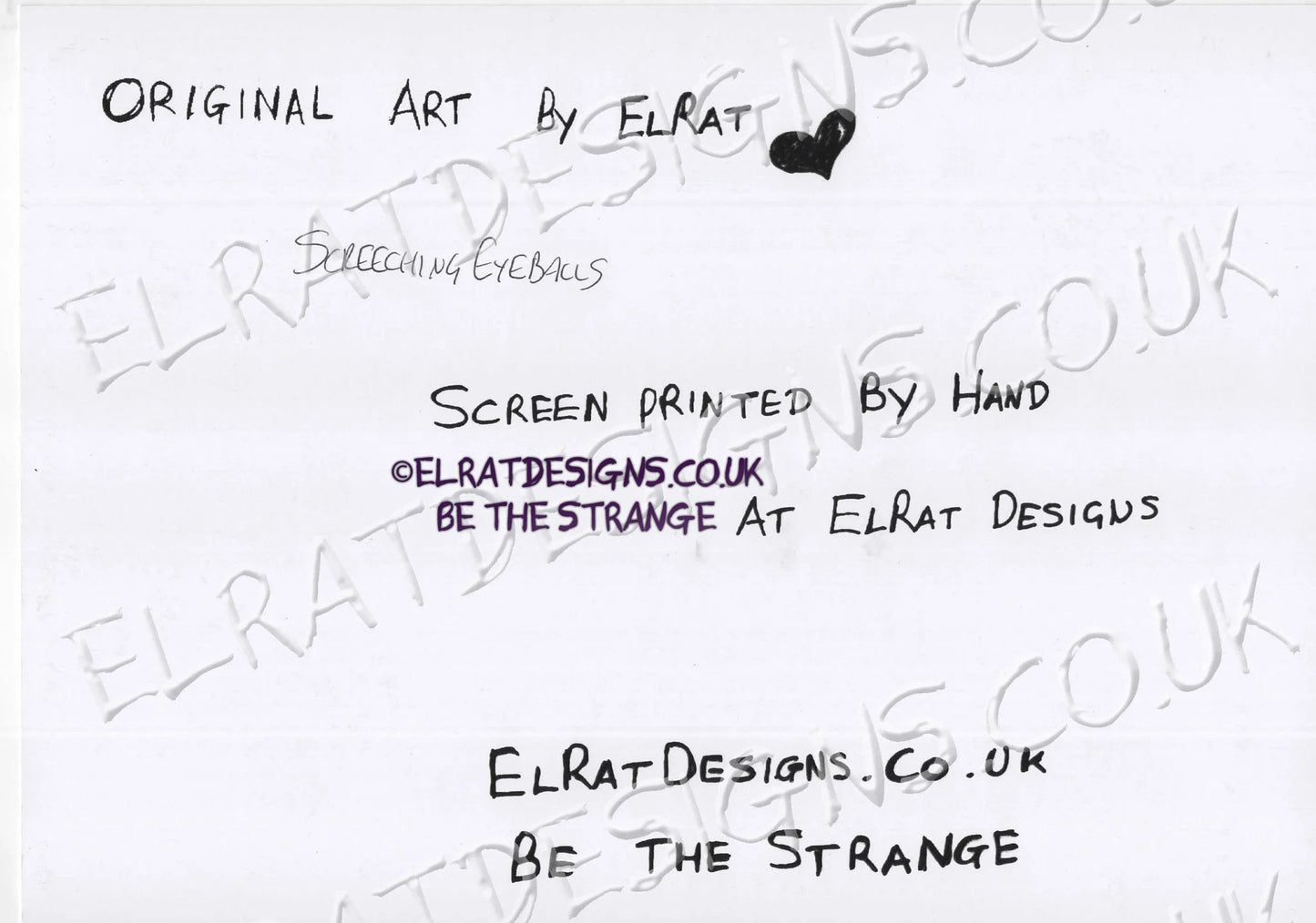 Hand drawn by ElRat, Screeching Eyeballs Original Art Print. eyes and mouths, Aphantasia artist. Only from ElRat Designs - elratdesigns.co.uk