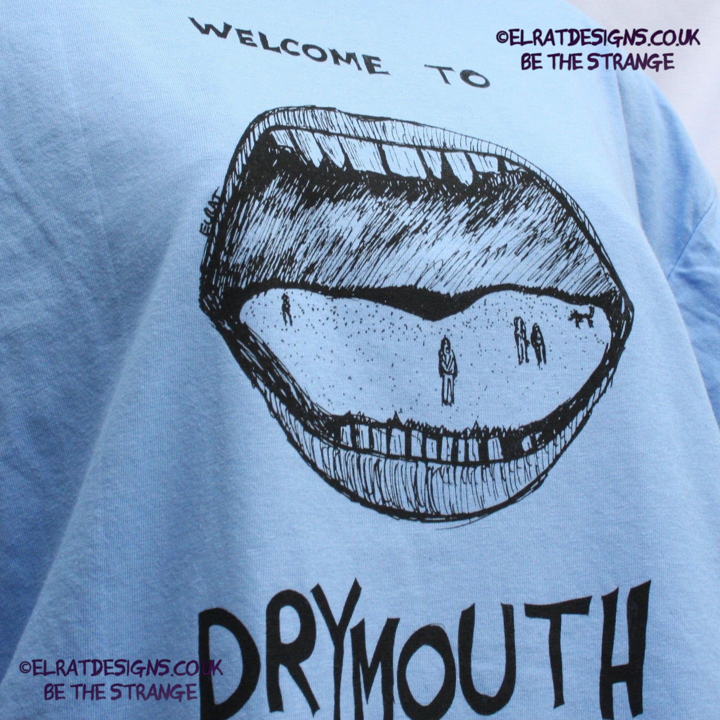 ElRat Designs Leonard the spiral alien, or sea monster design on a screen-printed t-shirt, Aphantasia drawing - elratdesigns.co.uk