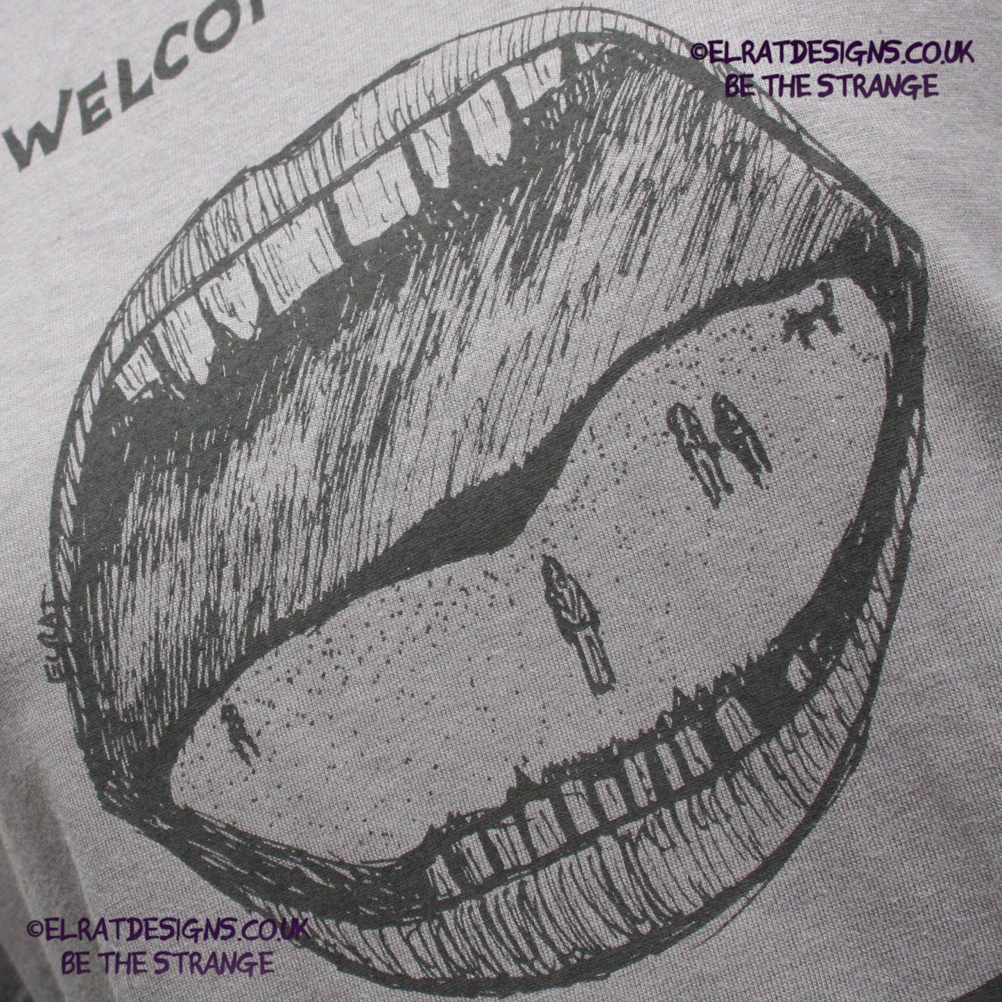 ElRat Designs Leonard the spiral alien, or sea monster design on a screen-printed t-shirt, Aphantasia drawing - elratdesigns.co.uk