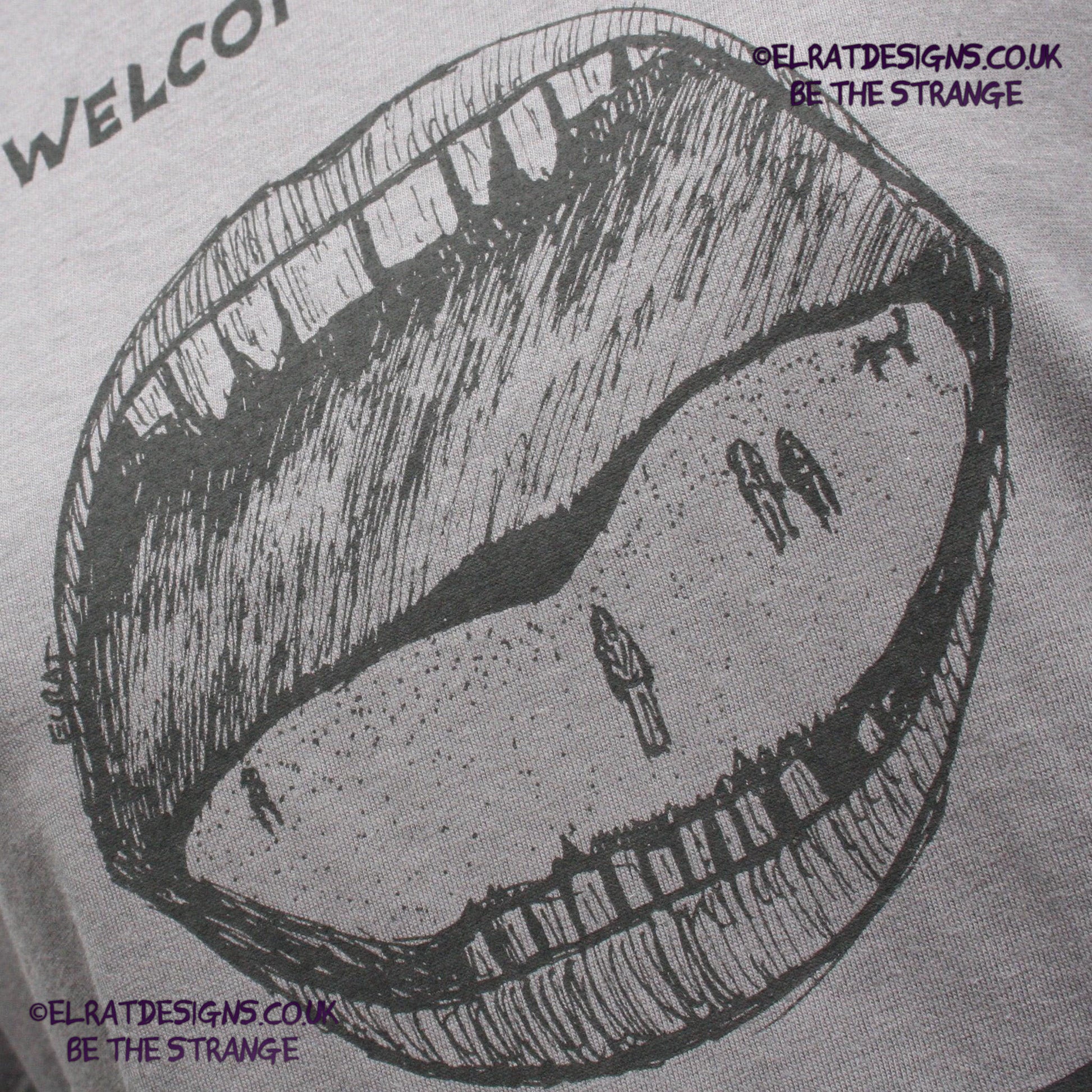 ElRat Designs Leonard the spiral alien, or sea monster design on a screen-printed t-shirt, Aphantasia drawing - elratdesigns.co.uk