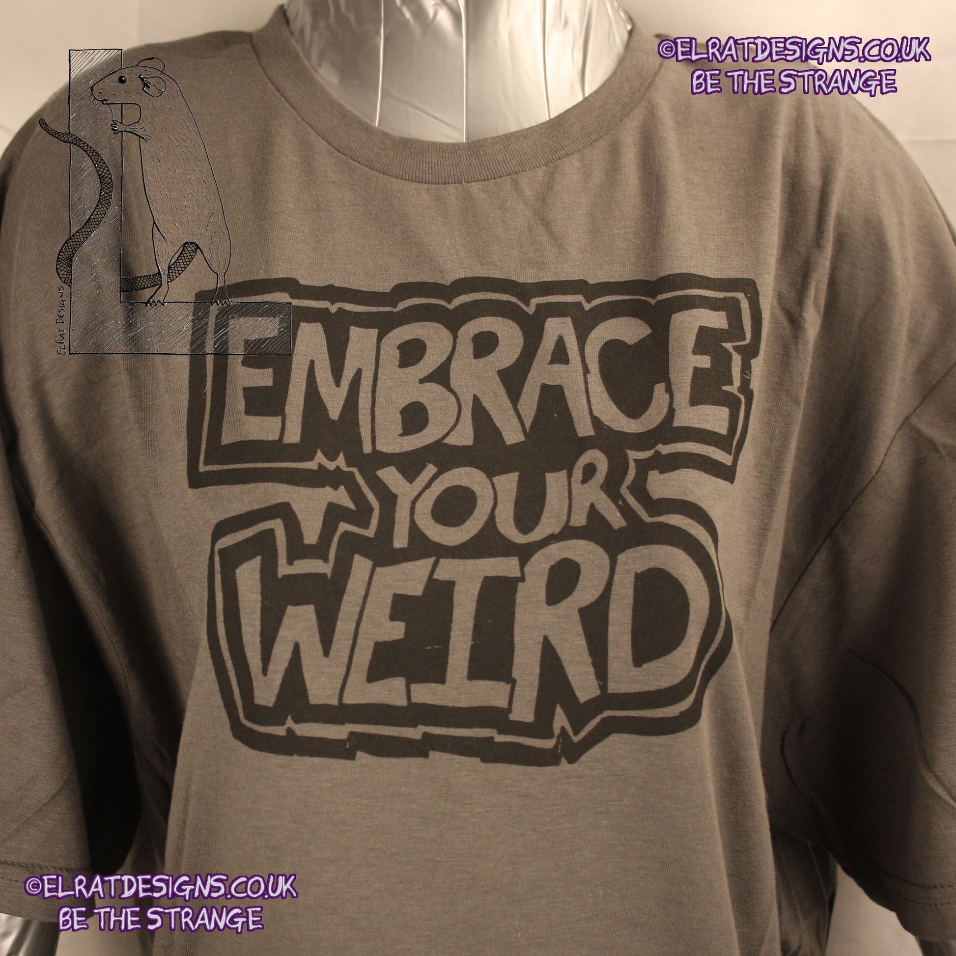 ElRat Original, Embrace Your Weird, comic book style lettering. Neurodivergent Pride. ElRat Designs - elratdesigns.co.uk