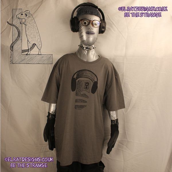 ElRat Selfie Logo, Hand drawn Headphones/Phone logo. Charcoal/Black full front ElRat Designs - hero - elratdesigns.co.uk