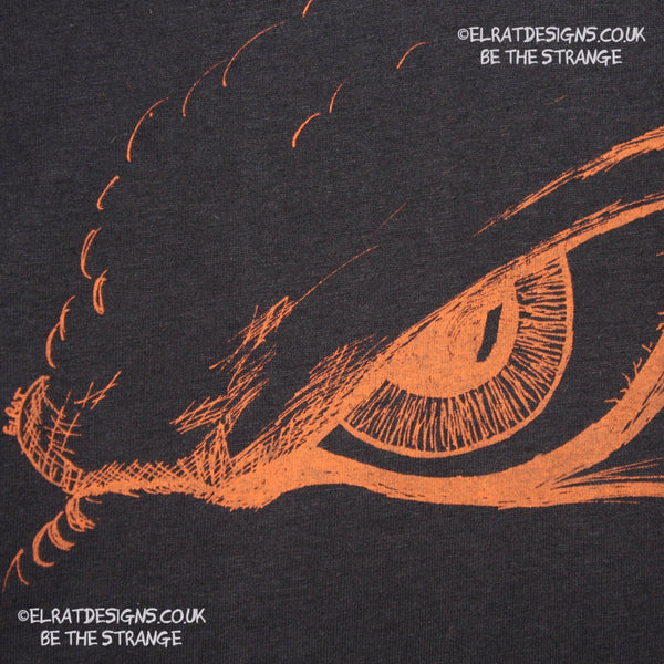 ElRat Designs Hand-drawn Kaiju eye design on a screen-printed t-shirt, inspired by Japanese monster movies - hero - elratdesigns.co.uk