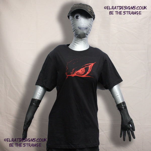ElRat Designs Hand-drawn Kaiju eye design on a screen-printed t-shirt, inspired by Japanese monster movies - hero - elratdesigns.co.uk