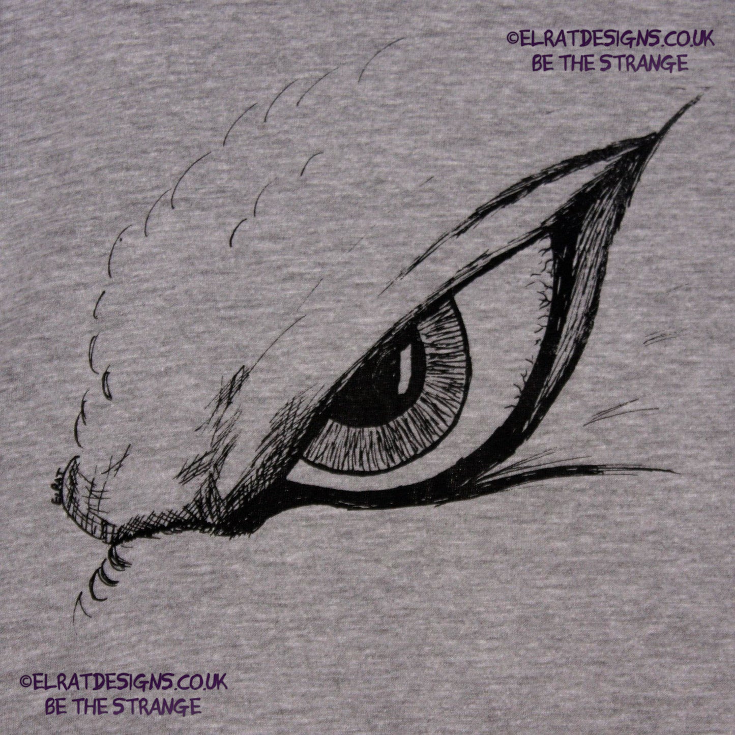 ElRat Designs Hand-drawn Kaiju eye design on a screen-printed t-shirt, inspired by Japanese monster movies - elratdesigns.co.uk