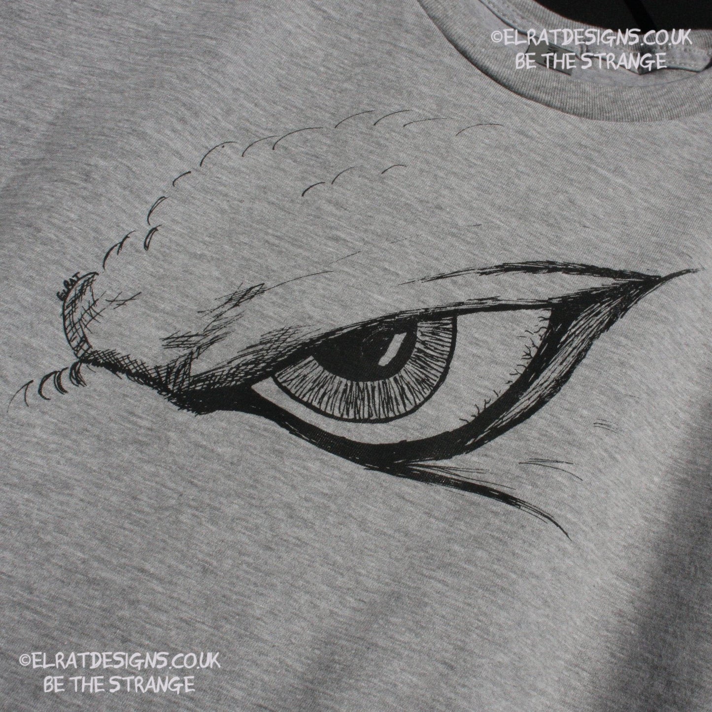 ElRat Designs Hand-drawn Kaiju eye design on a screen-printed t-shirt, inspired by Japanese monster movies - elratdesigns.co.uk