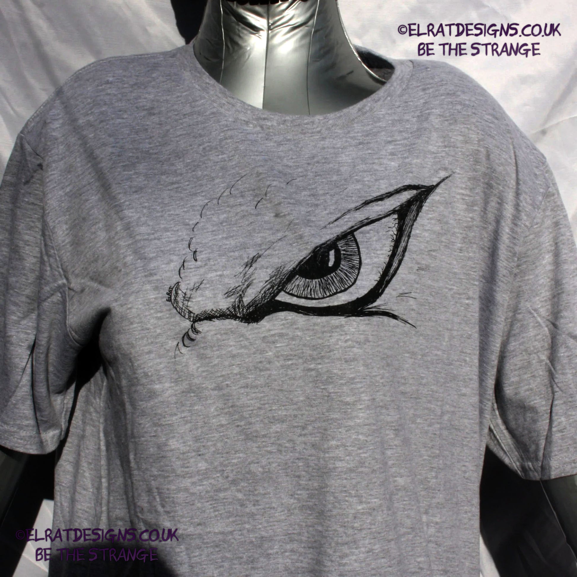 ElRat Designs Hand-drawn Kaiju eye design on a screen-printed t-shirt, inspired by Japanese monster movies - elratdesigns.co.uk