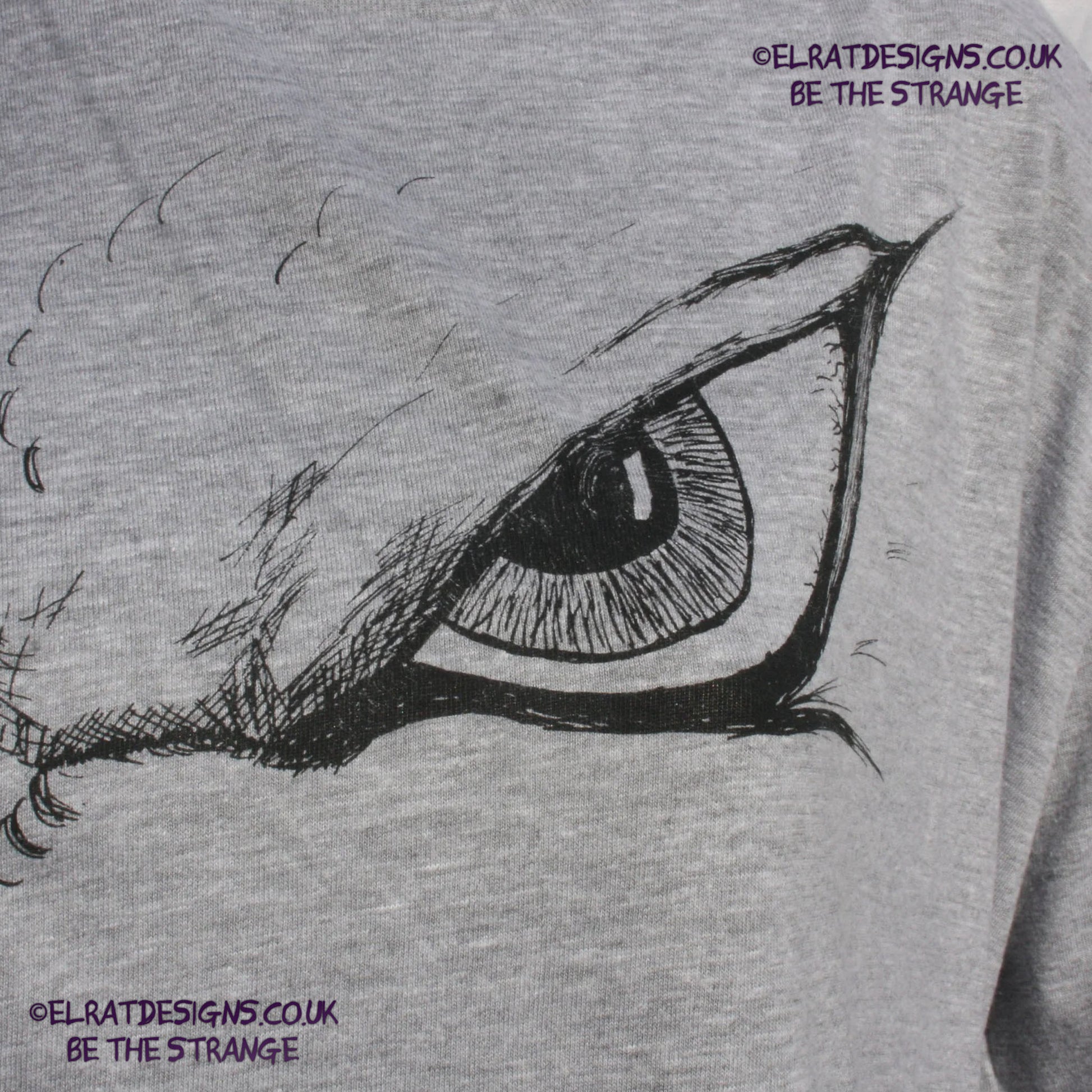 ElRat Designs Hand-drawn Kaiju eye design on a screen-printed t-shirt, inspired by Japanese monster movies - elratdesigns.co.uk