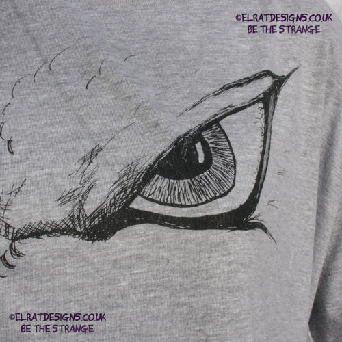 ElRat Designs Hand-drawn Kaiju eye design on a screen-printed t-shirt, inspired by Japanese monster movies - elratdesigns.co.uk