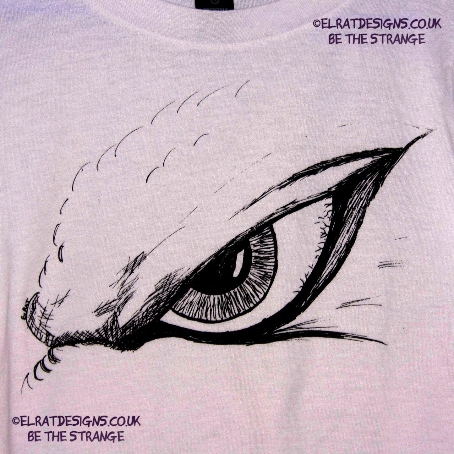 ElRat Designs Hand-drawn Kaiju eye design on a screen-printed t-shirt, inspired by Japanese monster movies - elratdesigns.co.uk