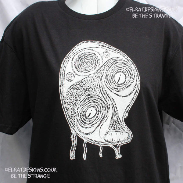 ElRat Designs Leonard the spiral alien, or sea monster design on a screen-printed t-shirt, Aphantasia drawing - hero - elratdesigns.co.uk