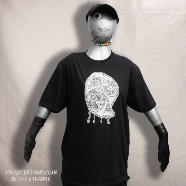 ElRat Designs Leonard the spiral alien, or sea monster design on a screen-printed t-shirt, Aphantasia drawing - hero - elratdesigns.co.uk